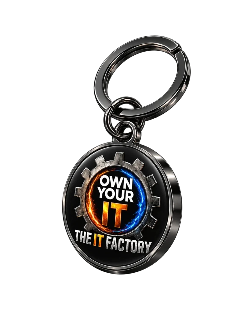 Gear Mark Keychain, from the side
