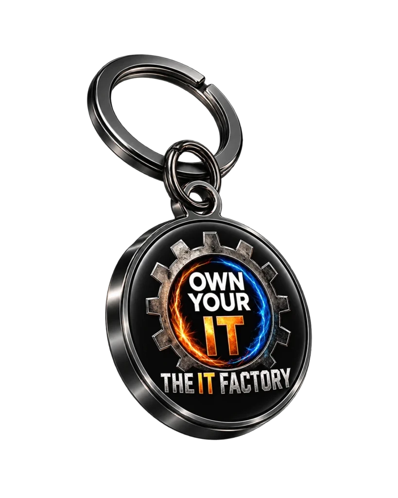 Gear Mark Keychain, angled from the other side
