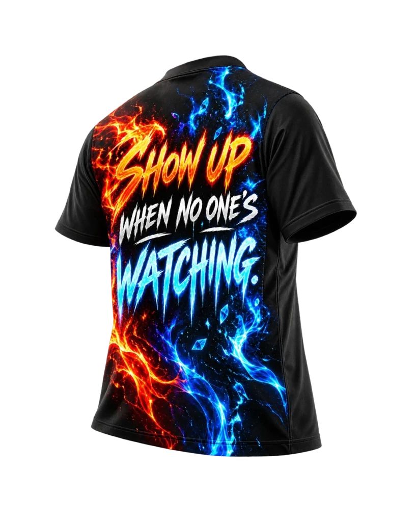 Work It Tee, back, from the side